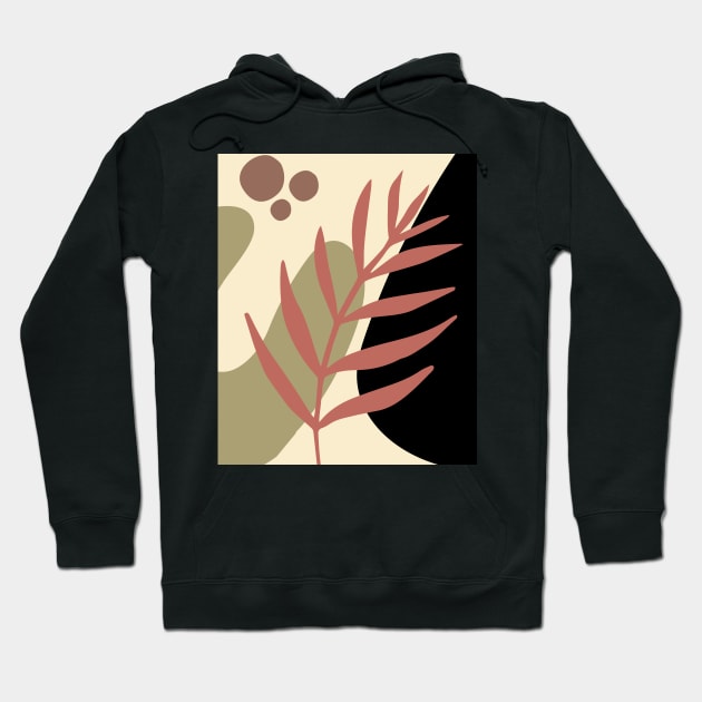 Minimal Modern  Abstract Shapes Abstract Pink Leaf Black  Pattern Hoodie by zedonee